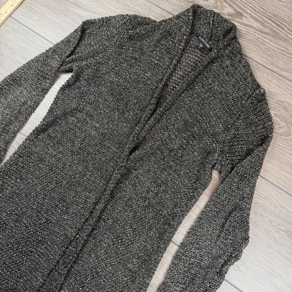 Eileen Fisher Womens Cardigan Open Front Metallic Knit Black Bronze M